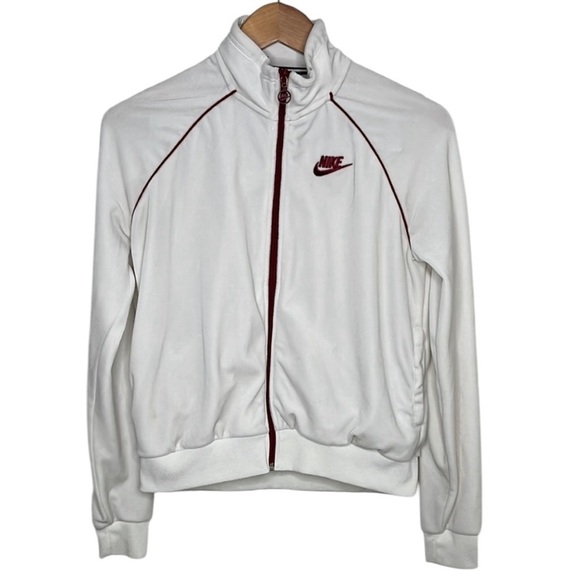 Nike Jackets & Blazers - Nike White Velour Zip Tracksuit Jacket Women Size M Blemish